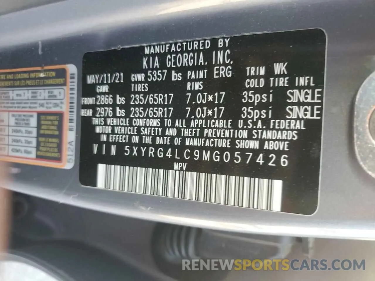 14 Фотография поврежденного автомобиля 5XYRG4LC9MG057426 KIA SORENTO 2021