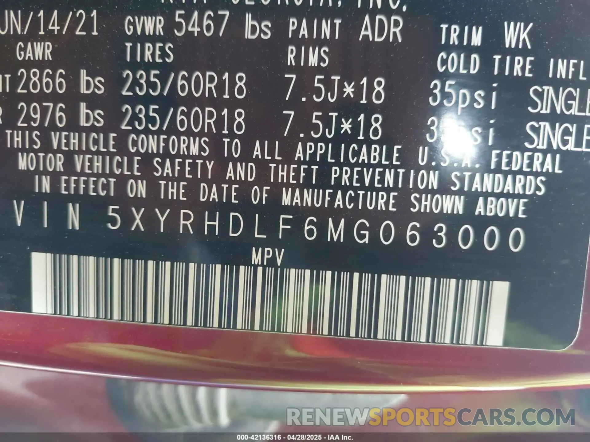 9 Фотография поврежденного автомобиля 5XYRHDLF6MG063000 KIA SORENTO 2021