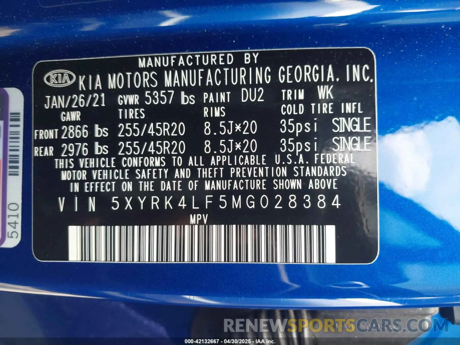 9 Photograph of a damaged car 5XYRK4LF5MG028384 KIA SORENTO 2021