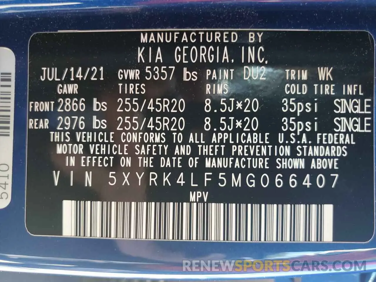 13 Photograph of a damaged car 5XYRK4LF5MG066407 KIA SORENTO 2021