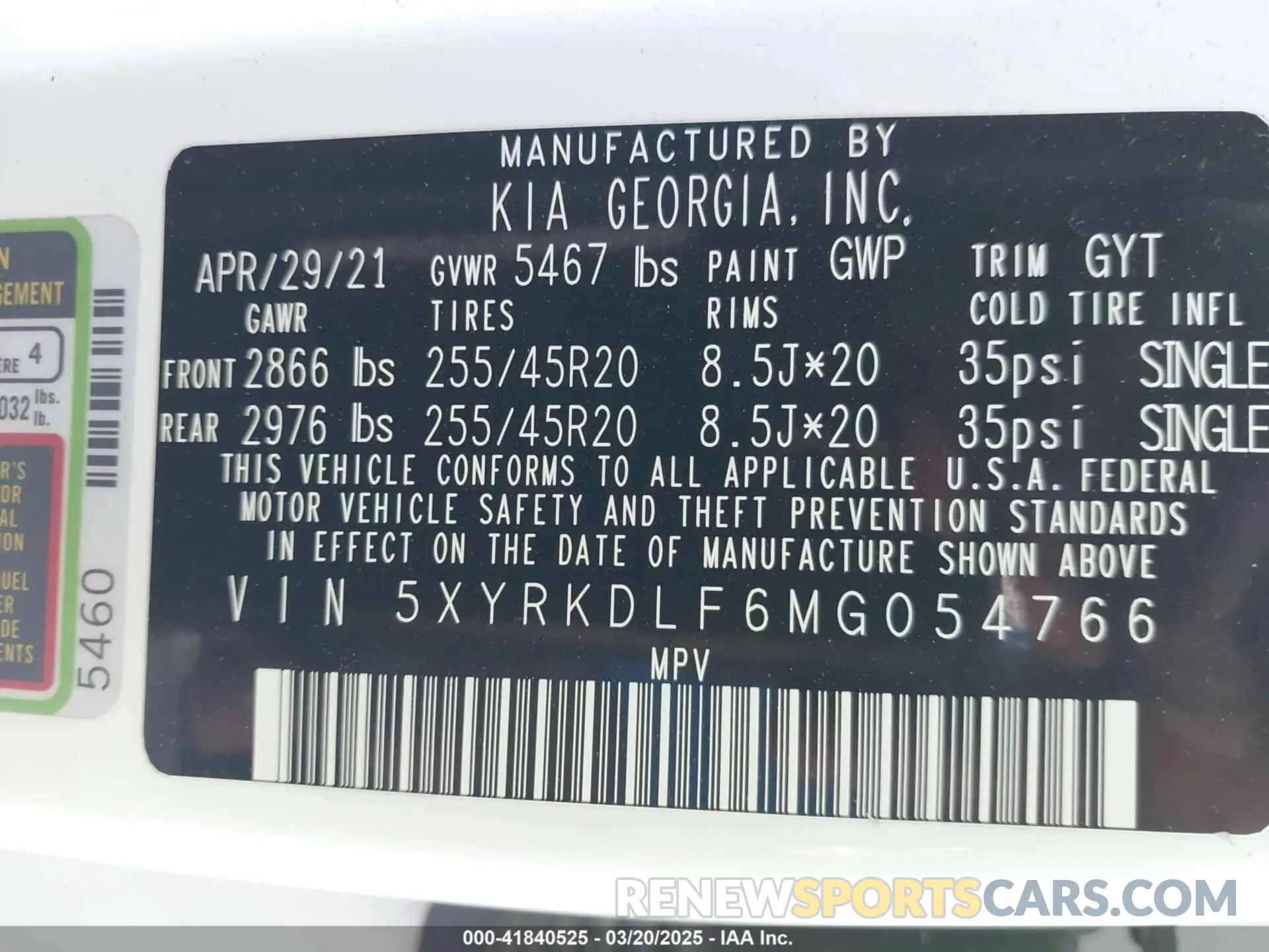 9 Фотография поврежденного автомобиля 5XYRKDLF6MG054766 KIA SORENTO 2021