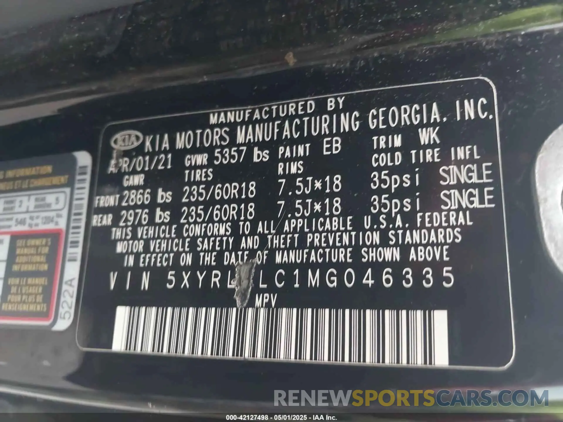 9 Фотография поврежденного автомобиля 5XYRL4LC1MG046335 KIA SORENTO 2021
