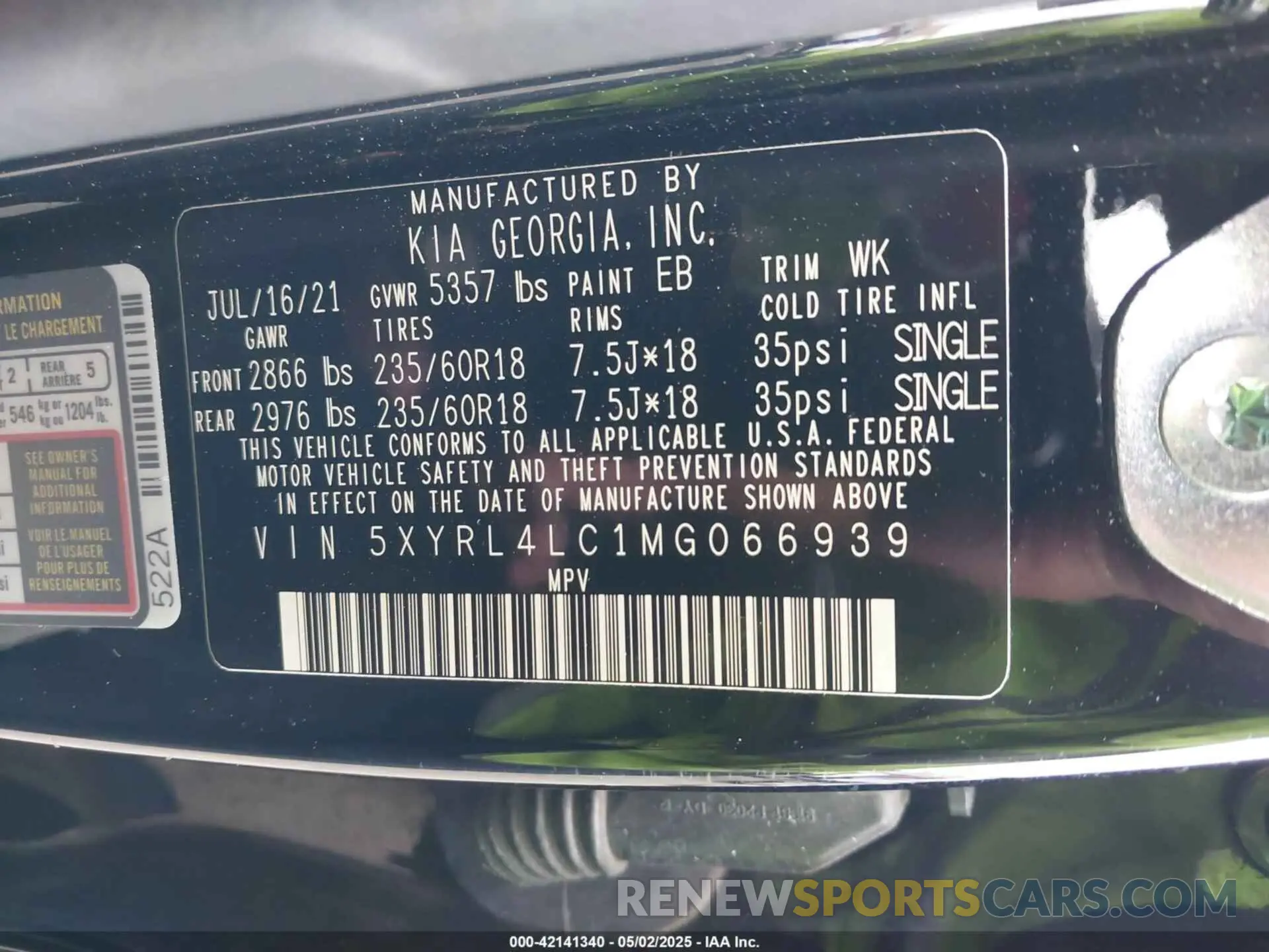 9 Фотография поврежденного автомобиля 5XYRL4LC1MG066939 KIA SORENTO 2021