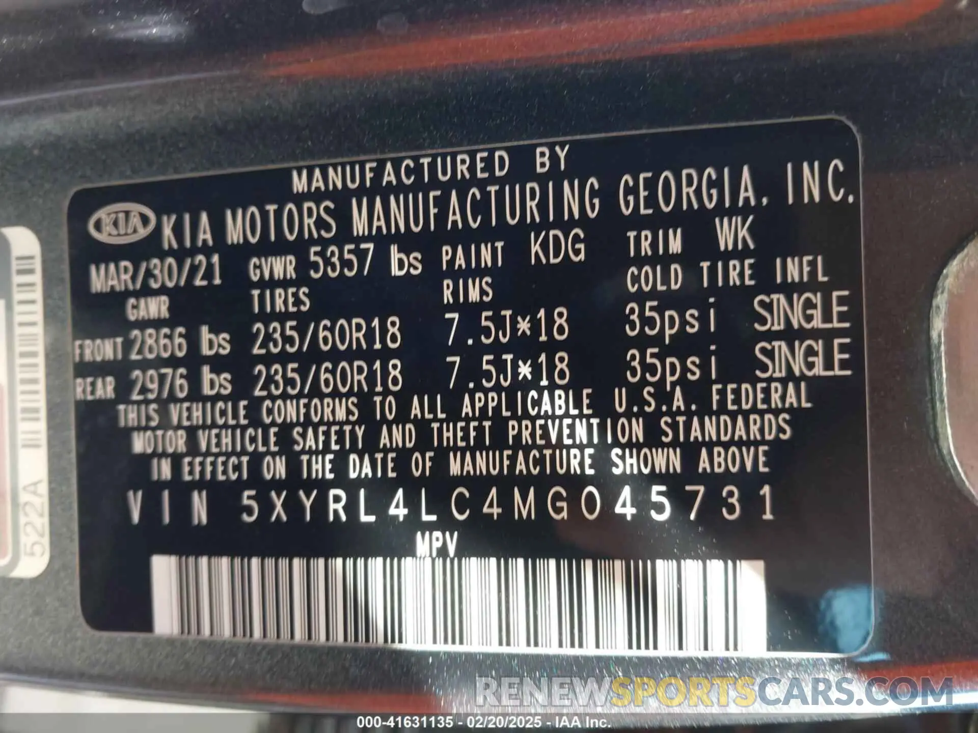9 Фотография поврежденного автомобиля 5XYRL4LC4MG045731 KIA SORENTO 2021