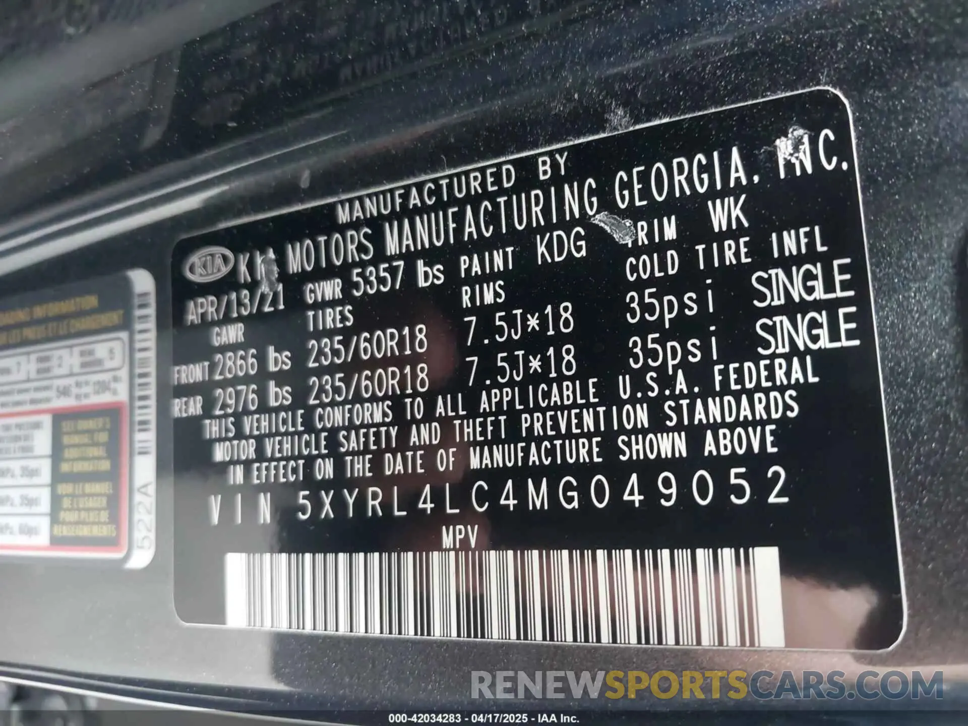 9 Фотография поврежденного автомобиля 5XYRL4LC4MG049052 KIA SORENTO 2021