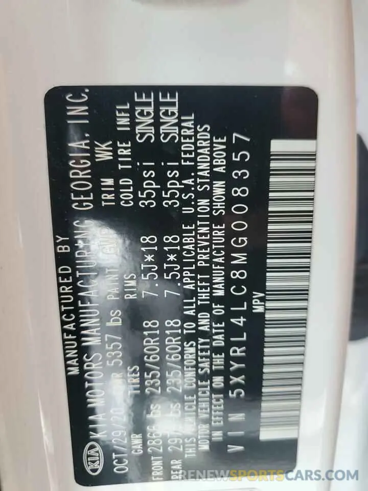 14 Фотография поврежденного автомобиля 5XYRL4LC8MG008357 KIA SORENTO 2021
