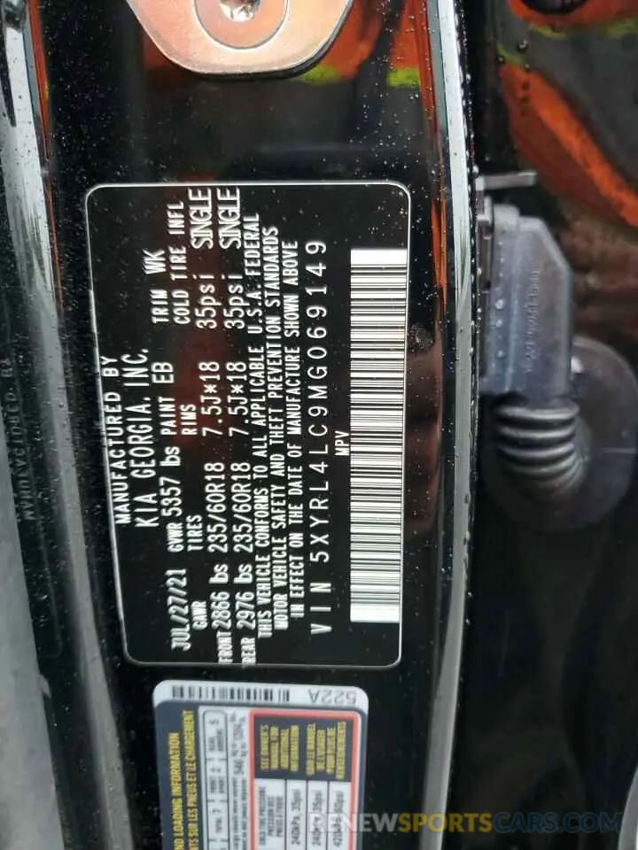 13 Photograph of a damaged car 5XYRL4LC9MG069149 KIA SORENTO 2021