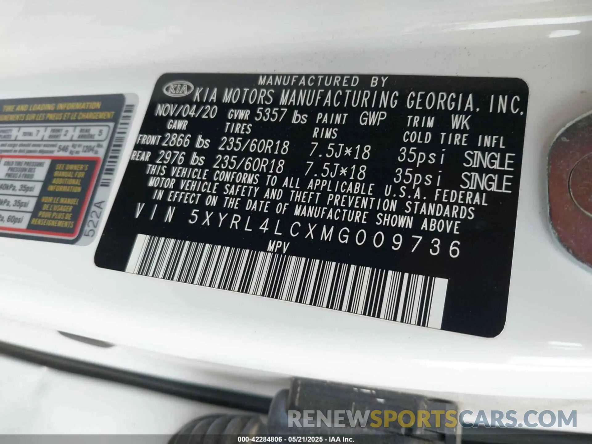 9 Фотография поврежденного автомобиля 5XYRL4LCXMG009736 KIA SORENTO 2021