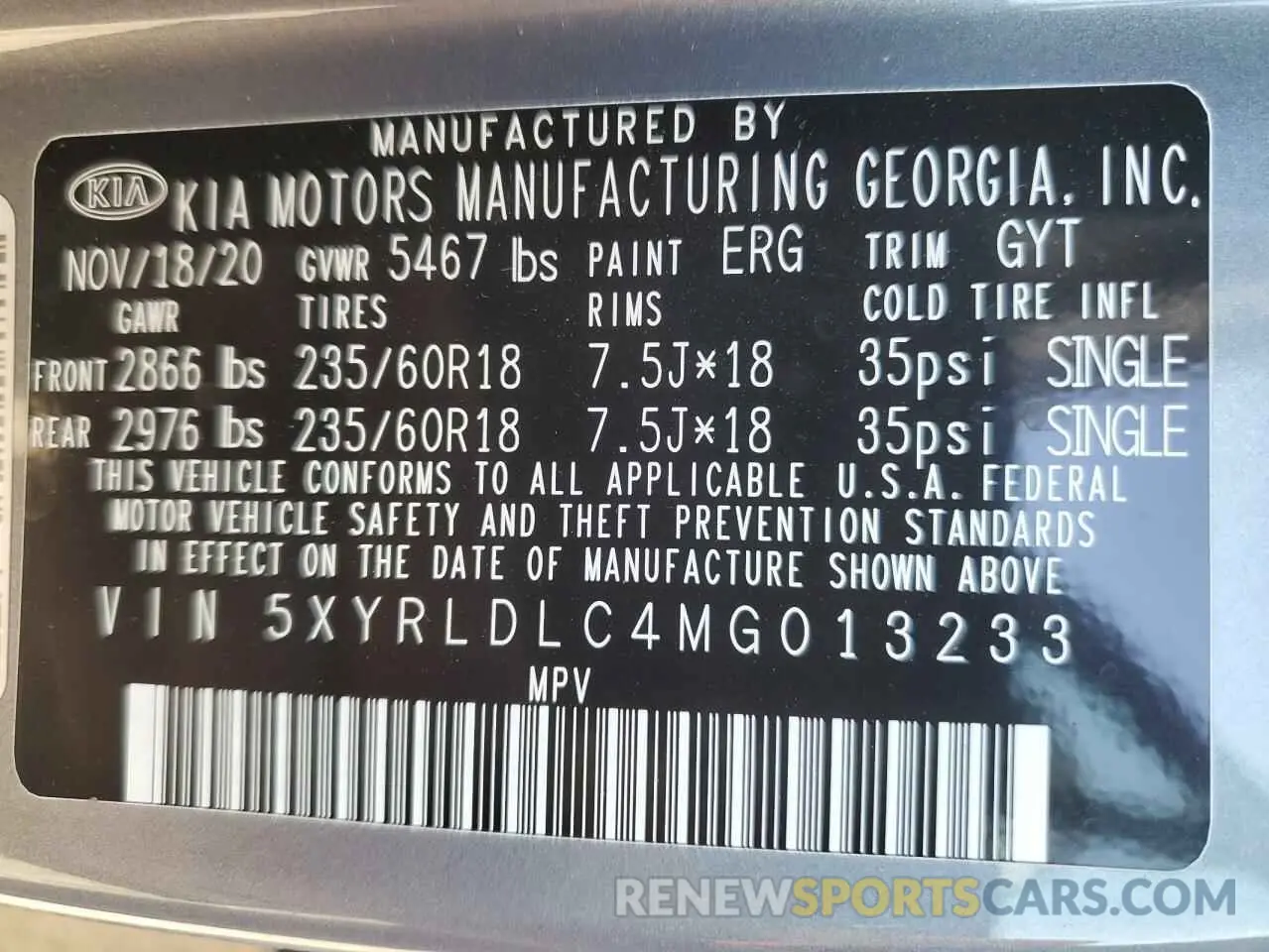 13 Фотография поврежденного автомобиля 5XYRLDLC4MG013233 KIA SORENTO 2021