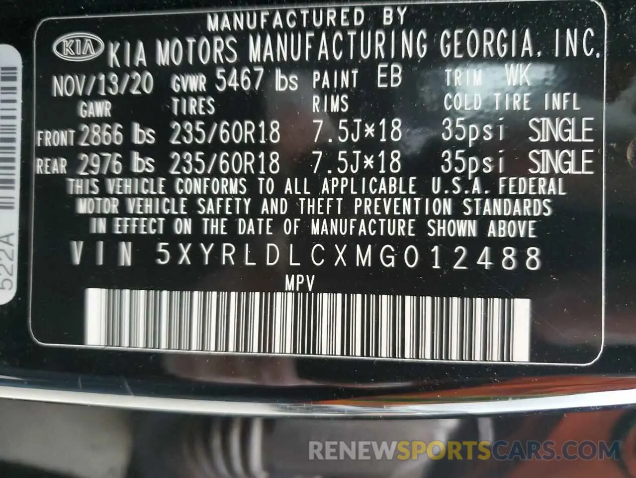 14 Фотография поврежденного автомобиля 5XYRLDLCXMG012488 KIA SORENTO 2021