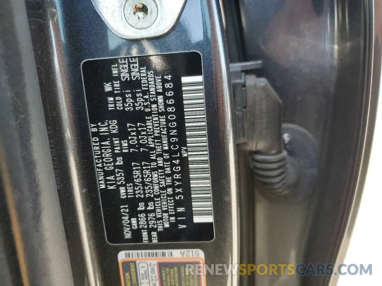 15 Фотография поврежденного автомобиля 5XYRG4LC9NG086684 KIA SORENTO 2022