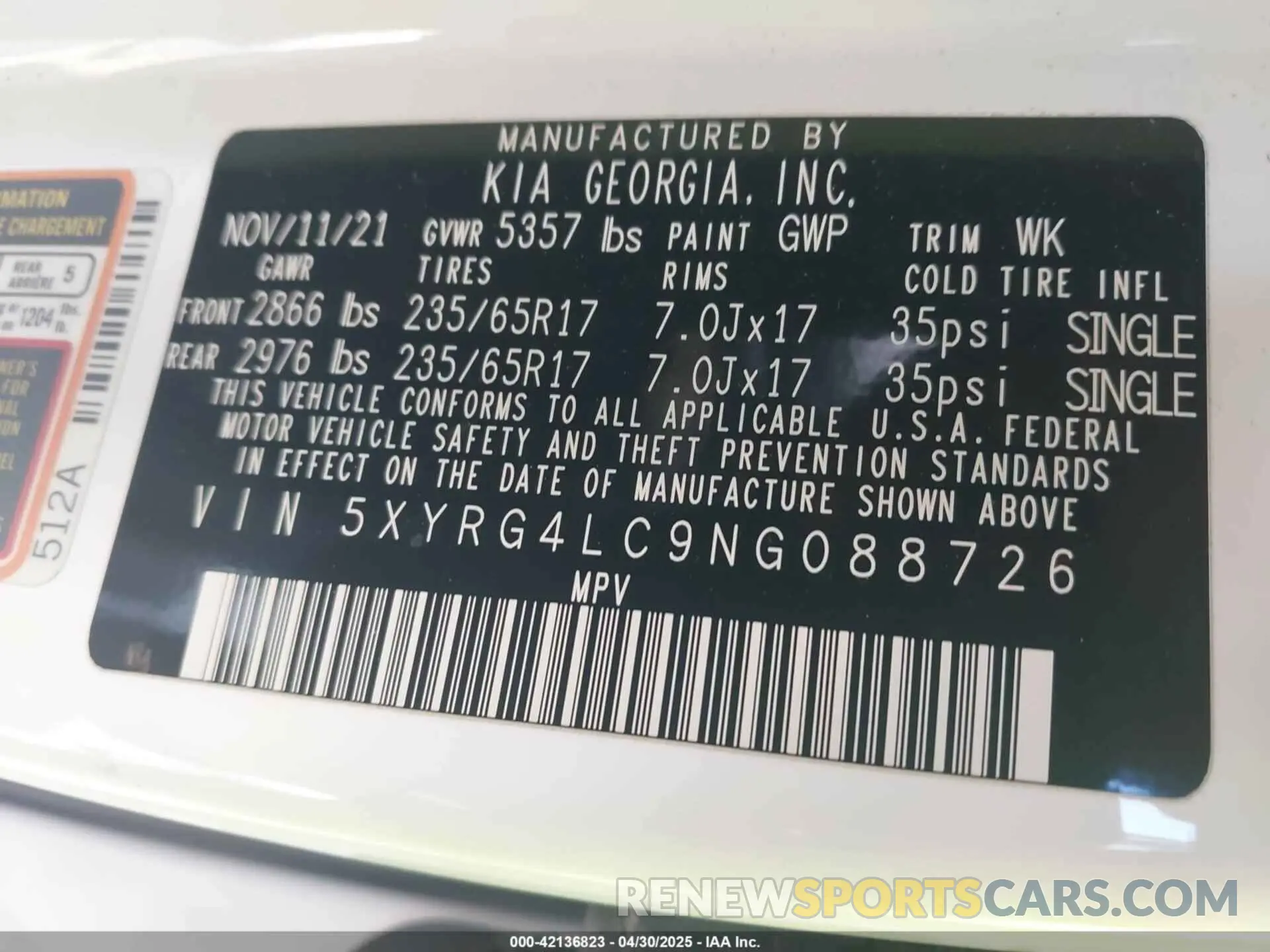 9 Фотография поврежденного автомобиля 5XYRG4LC9NG088726 KIA SORENTO 2022