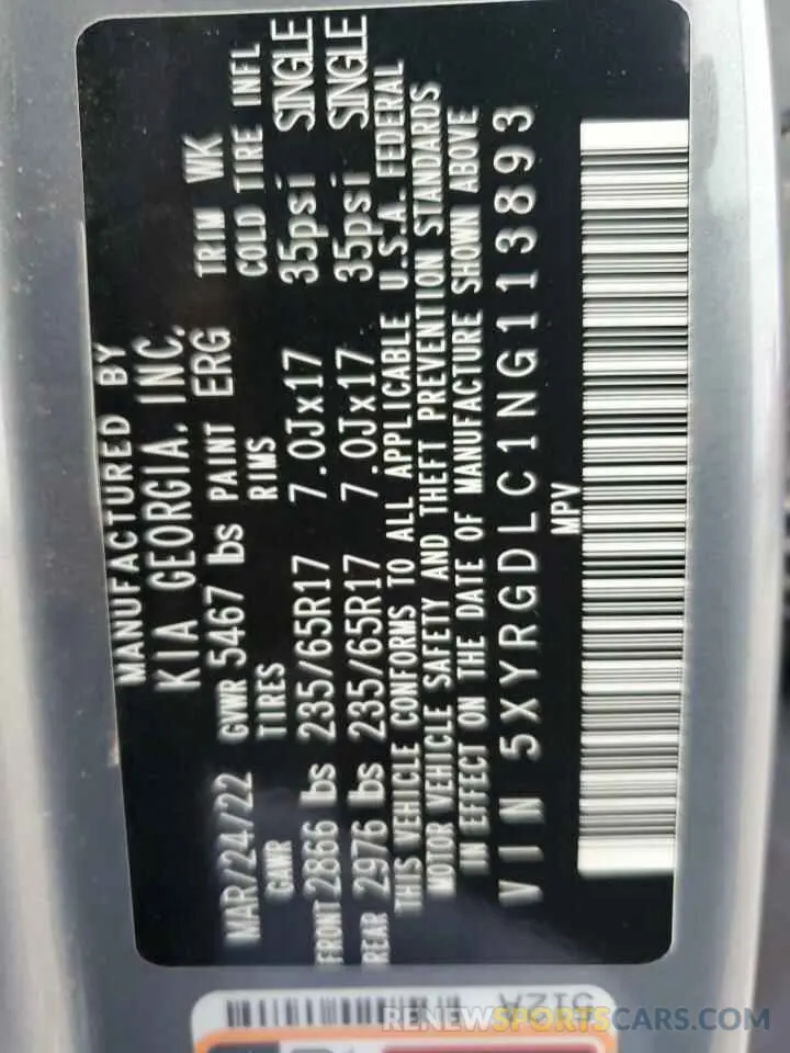15 Фотография поврежденного автомобиля 5XYRGDLC1NG113893 KIA SORENTO 2022