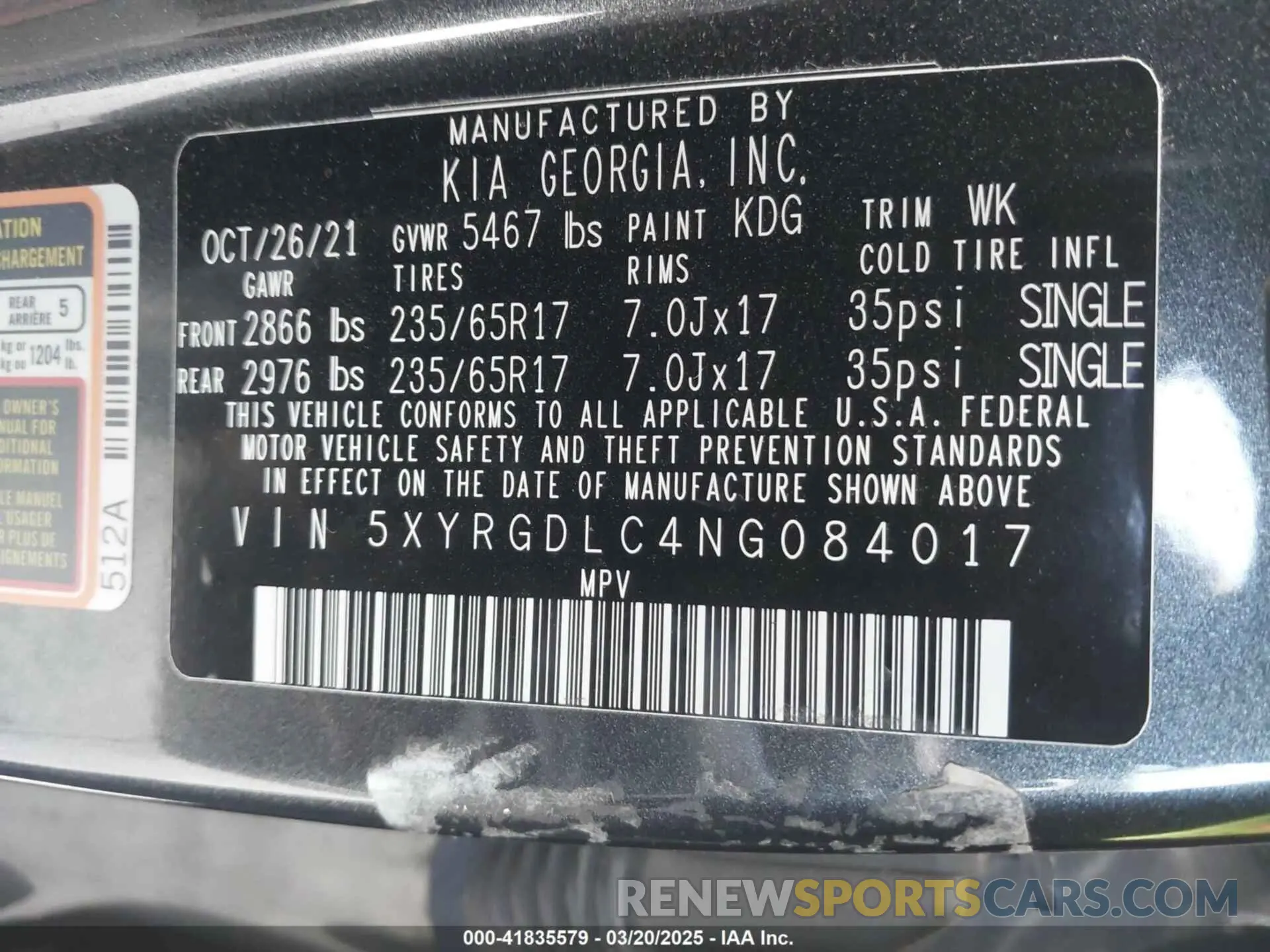 9 Фотография поврежденного автомобиля 5XYRGDLC4NG084017 KIA SORENTO 2022