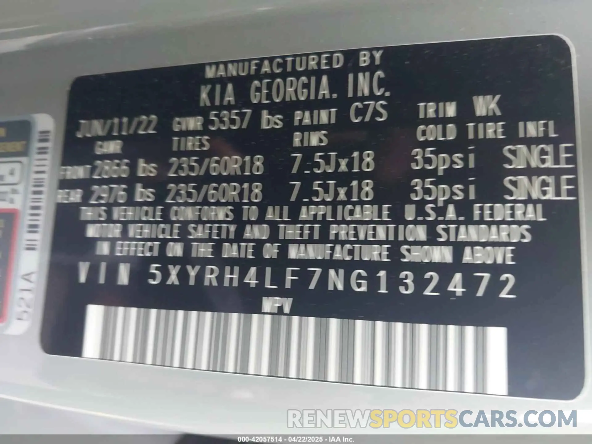 9 Photograph of a damaged car 5XYRH4LF7NG132472 KIA SORENTO 2022