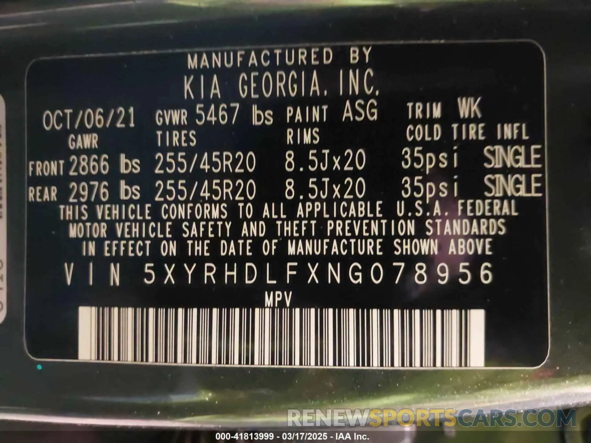 9 Фотография поврежденного автомобиля 5XYRHDLFXNG078956 KIA SORENTO 2022