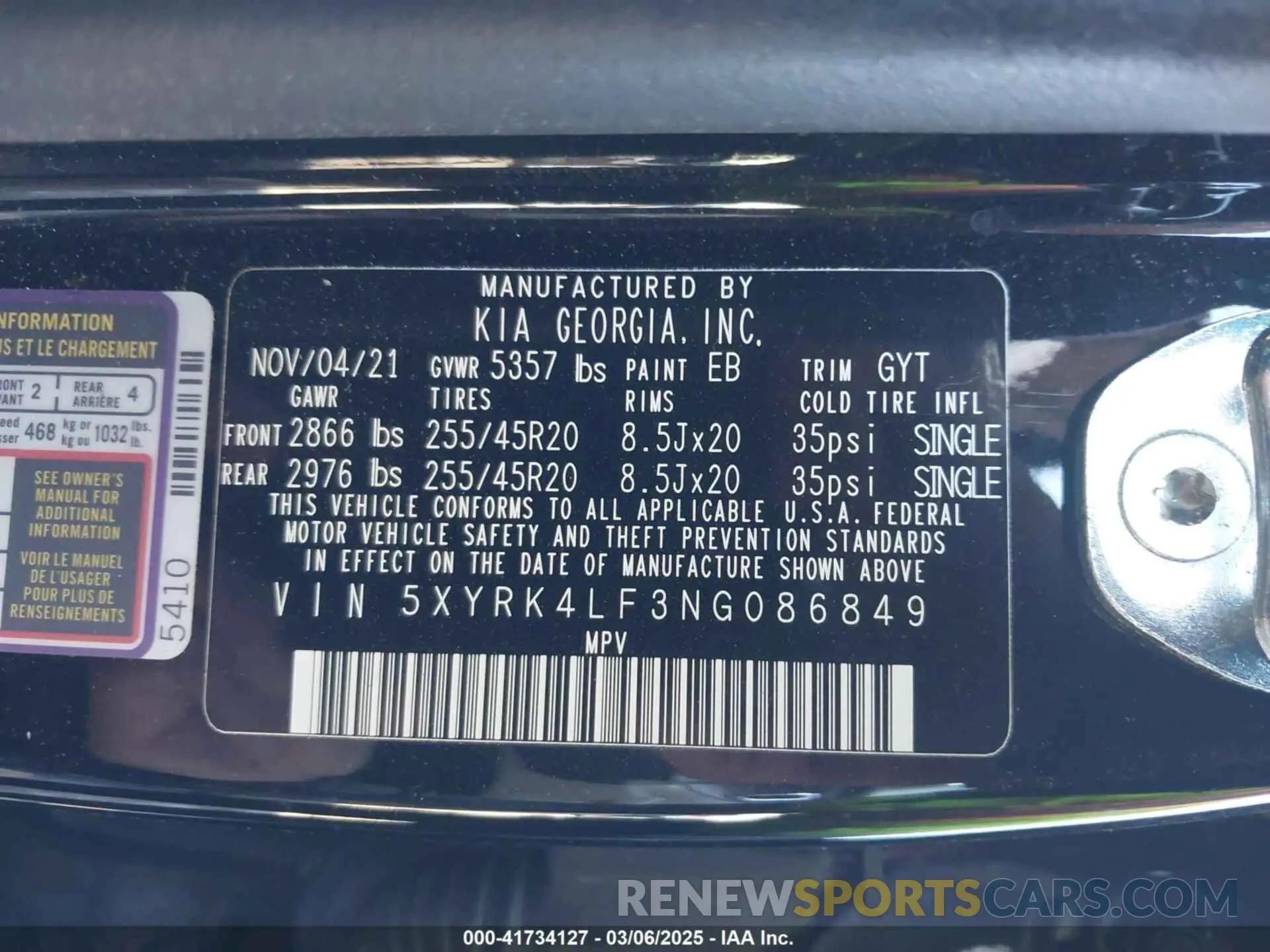 9 Фотография поврежденного автомобиля 5XYRK4LF3NG086849 KIA SORENTO 2022