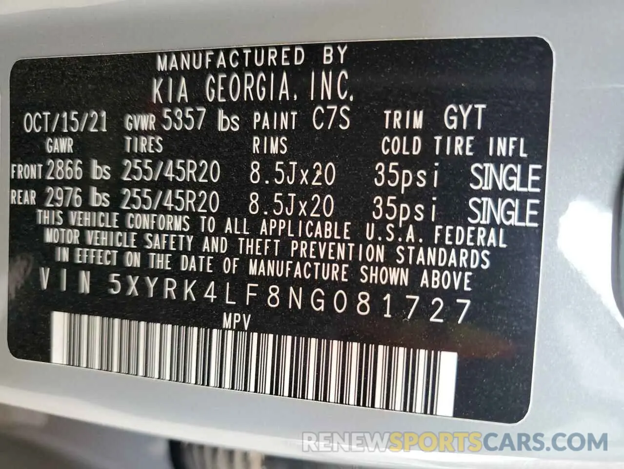 13 Photograph of a damaged car 5XYRK4LF8NG081727 KIA SORENTO 2022