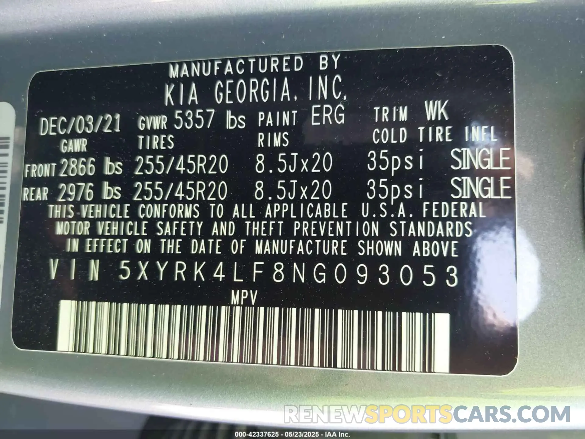 9 Photograph of a damaged car 5XYRK4LF8NG093053 KIA SORENTO 2022