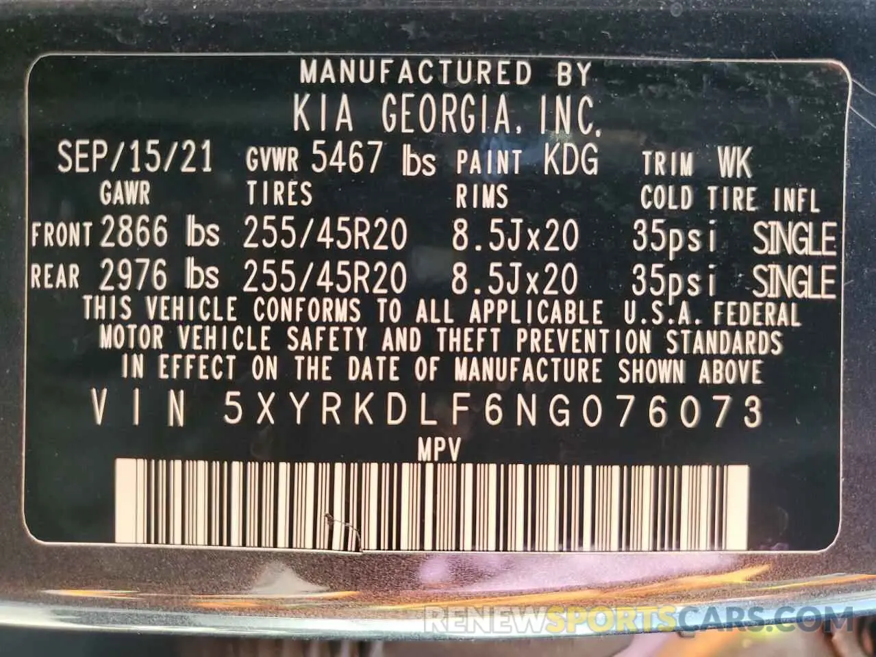 13 Фотография поврежденного автомобиля 5XYRKDLF6NG076073 KIA SORENTO 2022