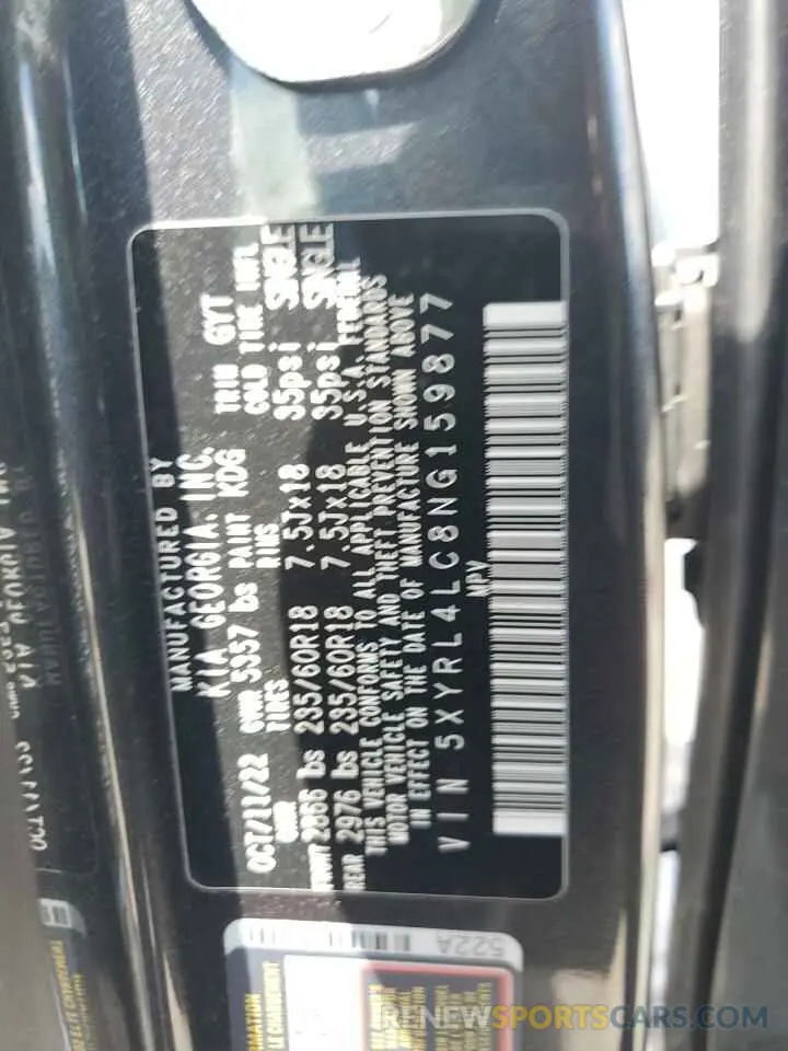 13 Фотография поврежденного автомобиля 5XYRL4LC8NG159877 KIA SORENTO 2022