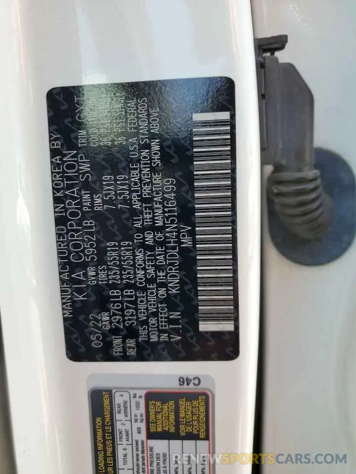 14 Фотография поврежденного автомобиля KNDRJDLH4N5116499 KIA SORENTO 2022