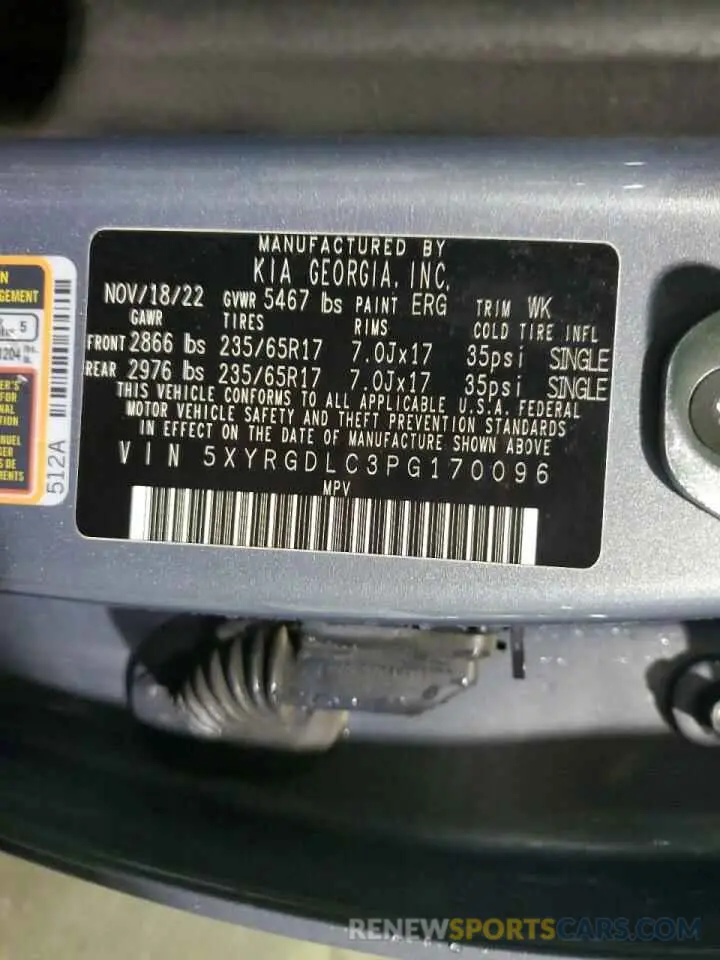 14 Фотография поврежденного автомобиля 5XYRGDLC3PG170096 KIA SORENTO 2023