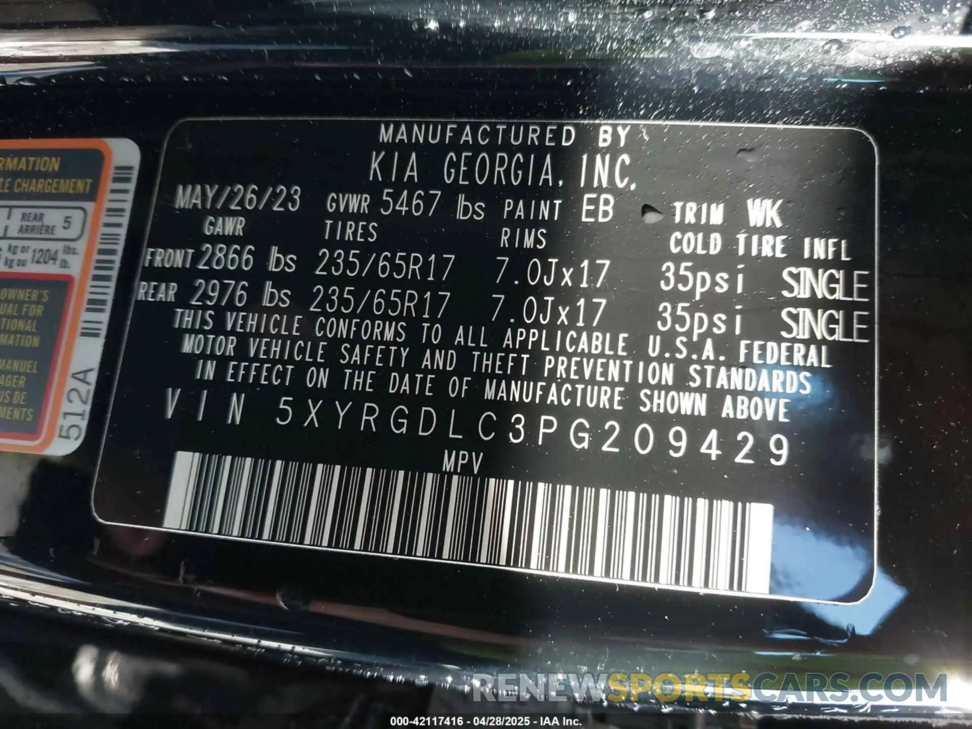 9 Фотография поврежденного автомобиля 5XYRGDLC3PG209429 KIA SORENTO 2023