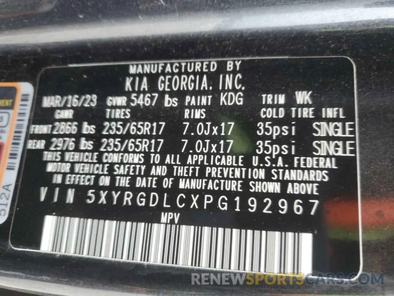 16 Фотография поврежденного автомобиля 5XYRGDLCXPG192967 KIA SORENTO 2023