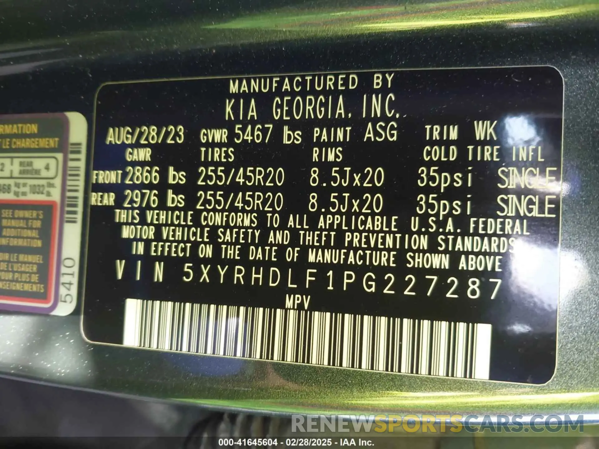 9 Фотография поврежденного автомобиля 5XYRHDLF1PG227287 KIA SORENTO 2023