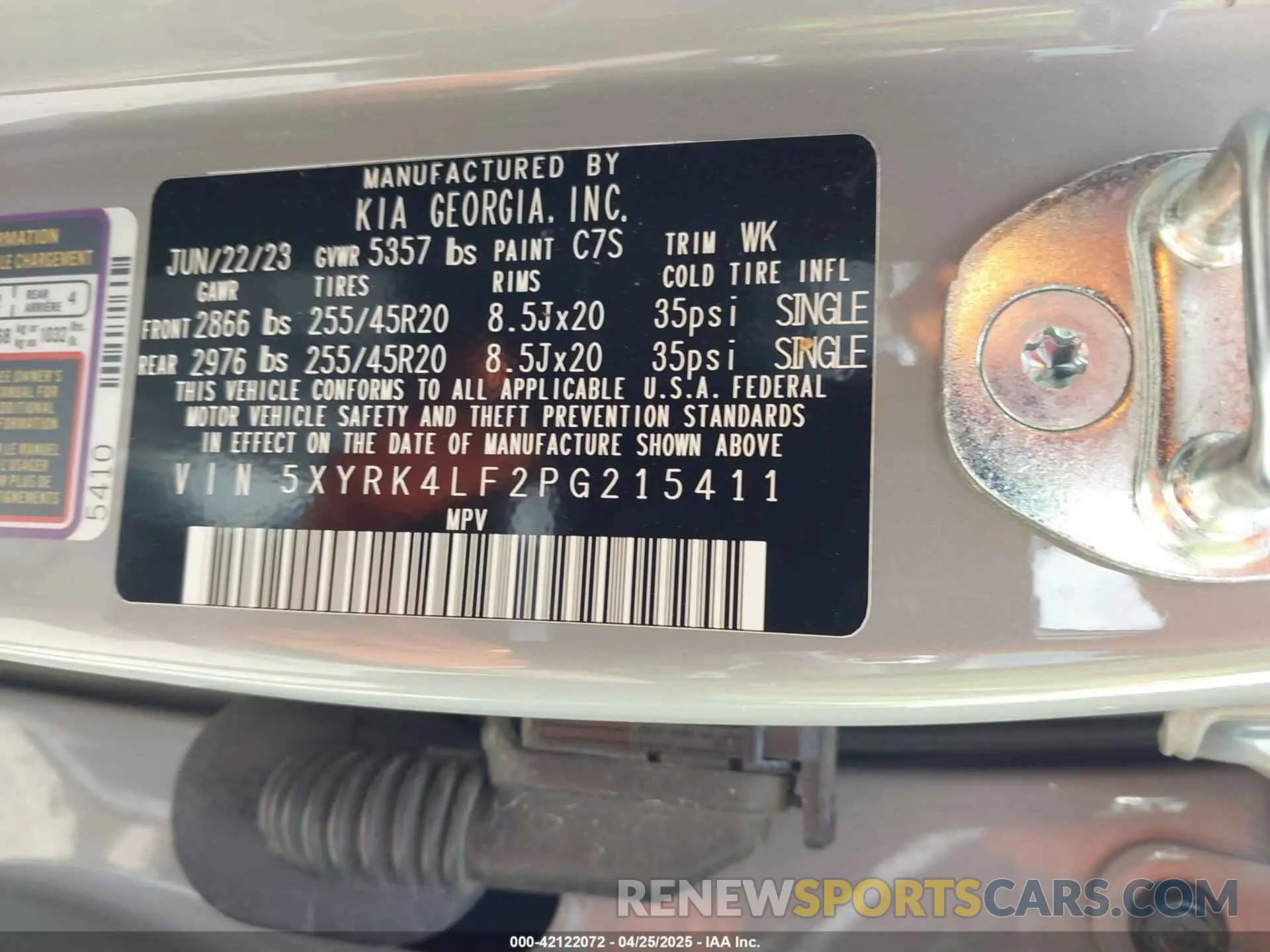 9 Фотография поврежденного автомобиля 5XYRK4LF2PG215411 KIA SORENTO 2023