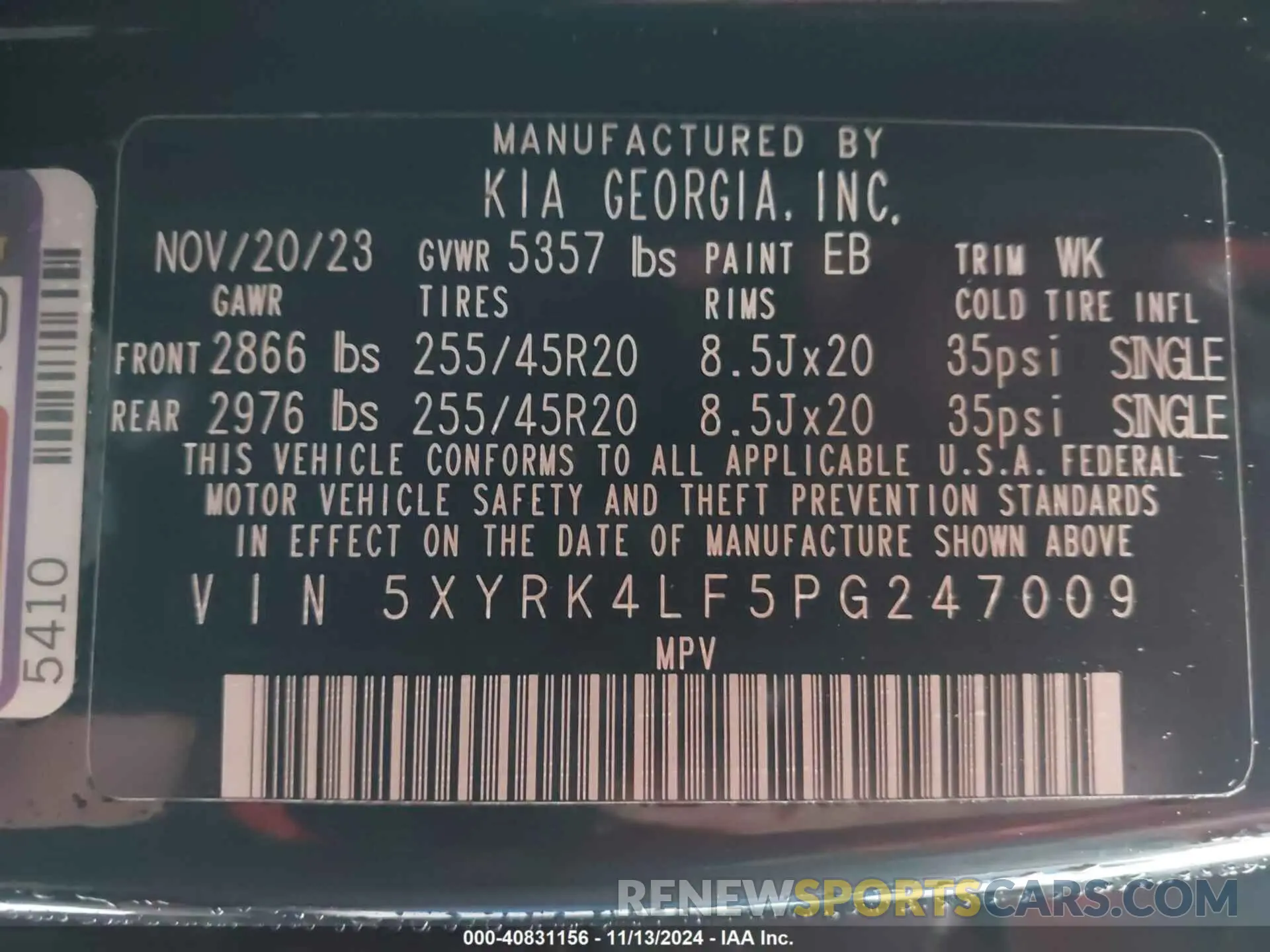 9 Фотография поврежденного автомобиля 5XYRK4LF5PG247009 KIA SORENTO 2023