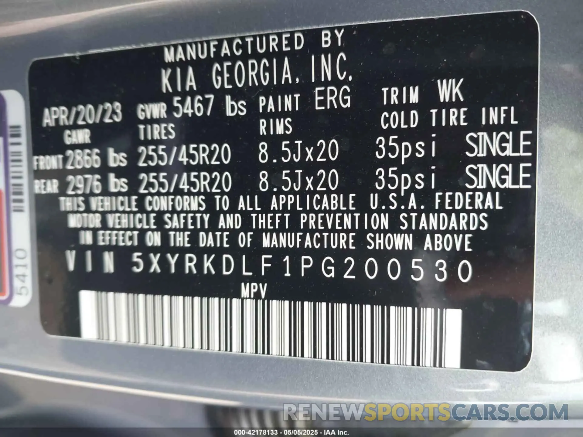 9 Фотография поврежденного автомобиля 5XYRKDLF1PG200530 KIA SORENTO 2023