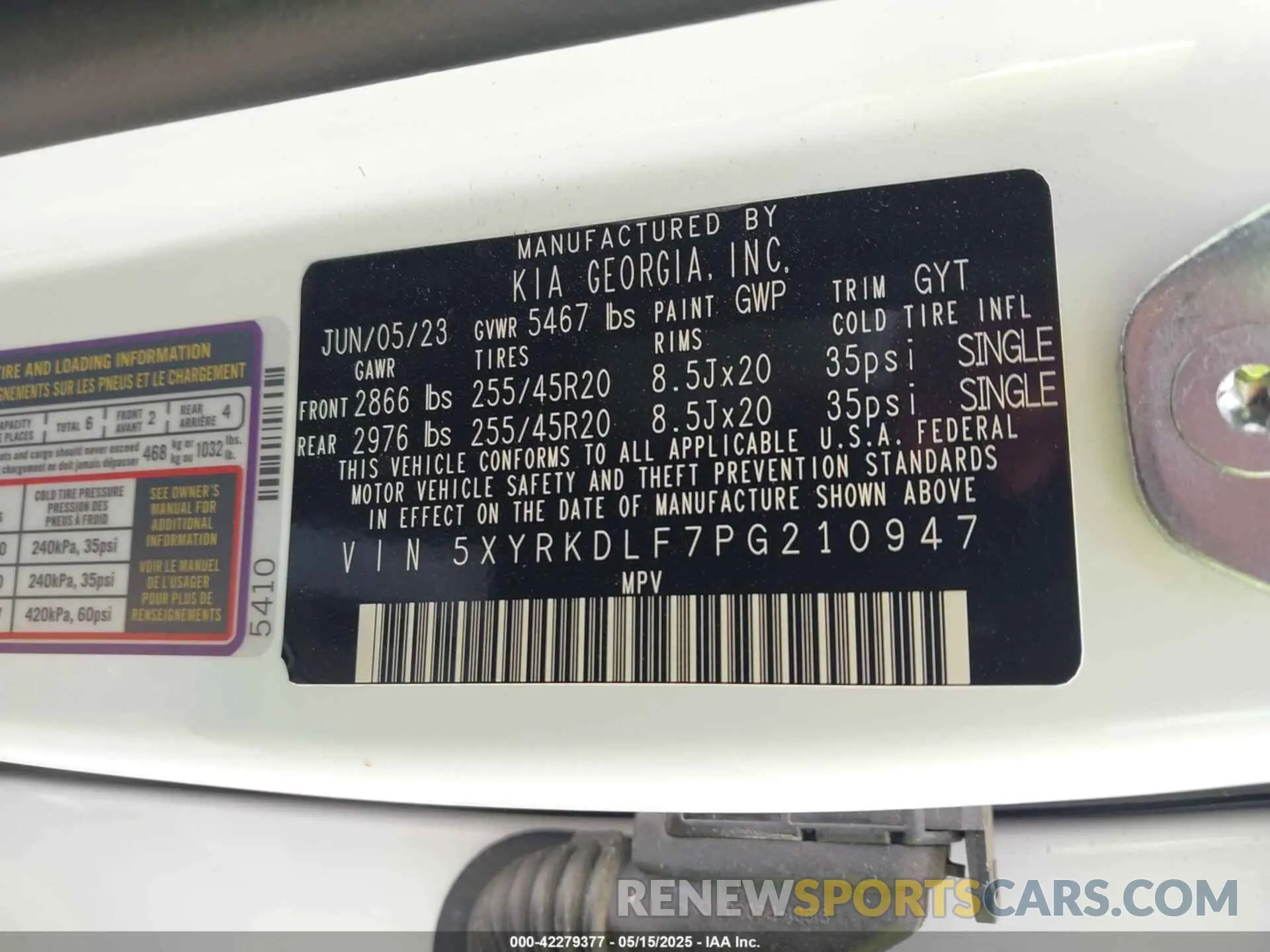 9 Фотография поврежденного автомобиля 5XYRKDLF7PG210947 KIA SORENTO 2023