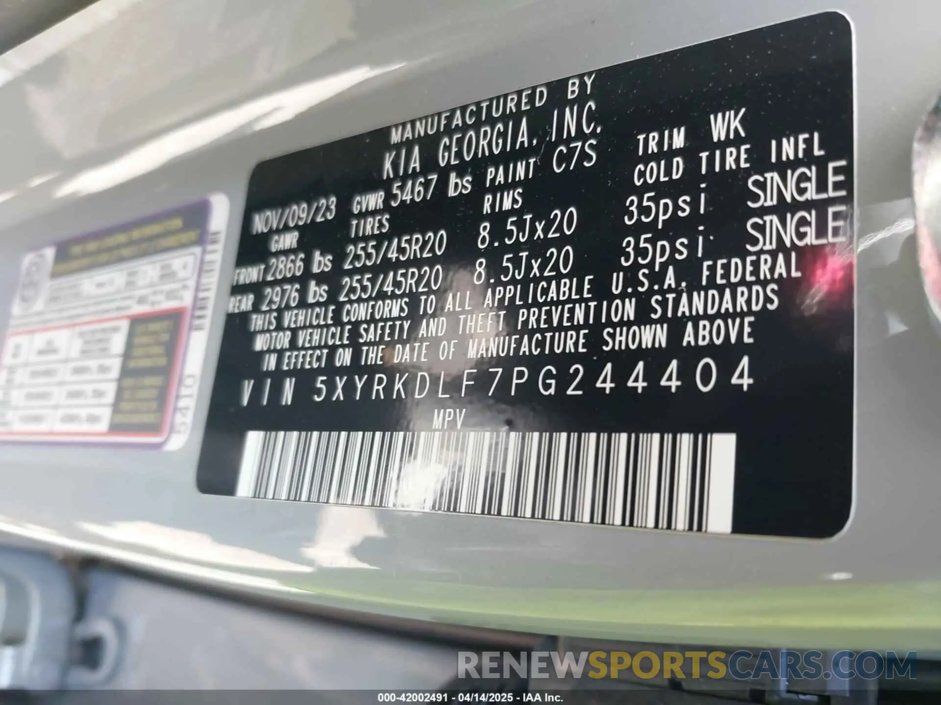 9 Фотография поврежденного автомобиля 5XYRKDLF7PG244404 KIA SORENTO 2023