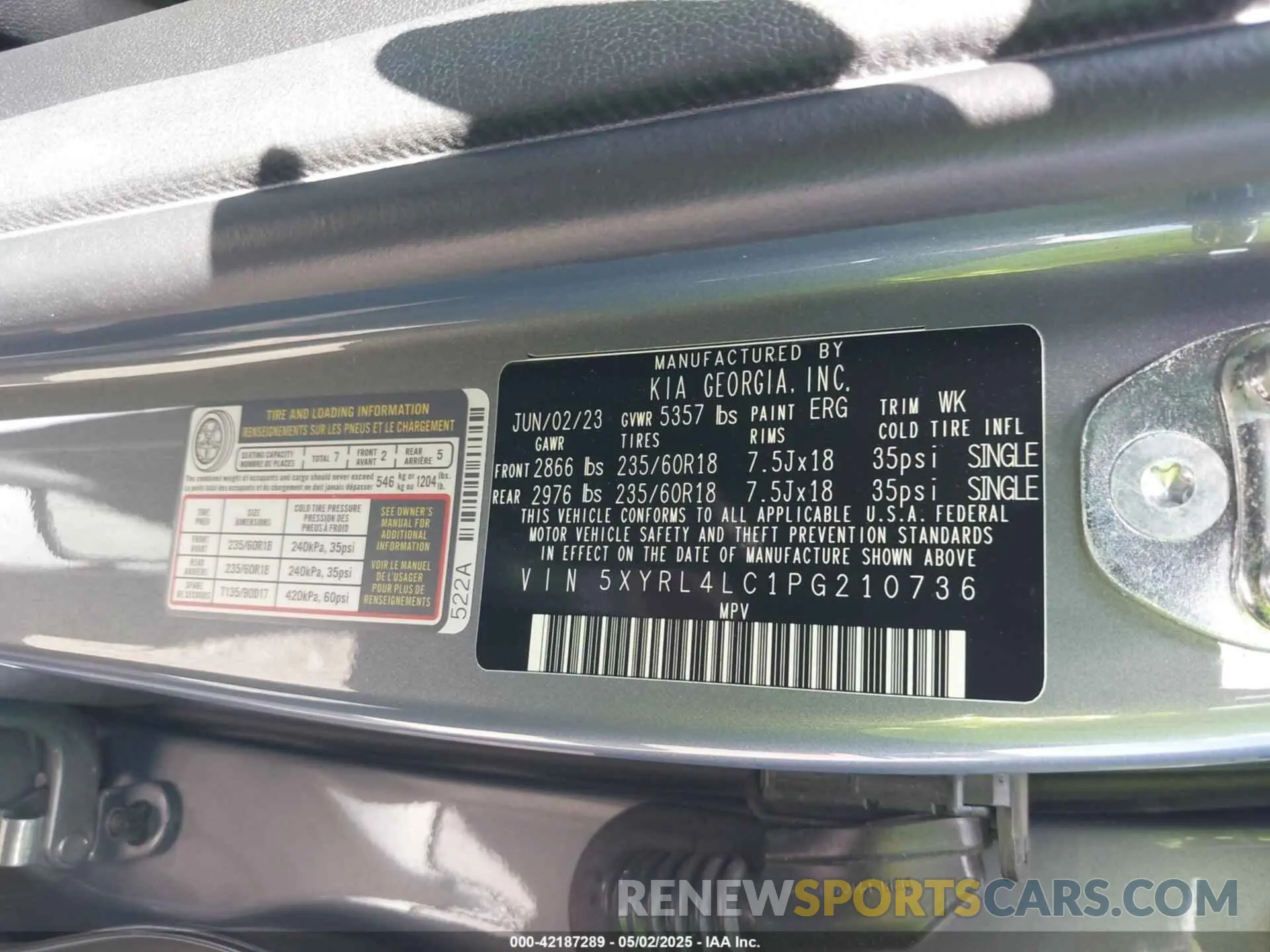 9 Фотография поврежденного автомобиля 5XYRL4LC1PG210736 KIA SORENTO 2023