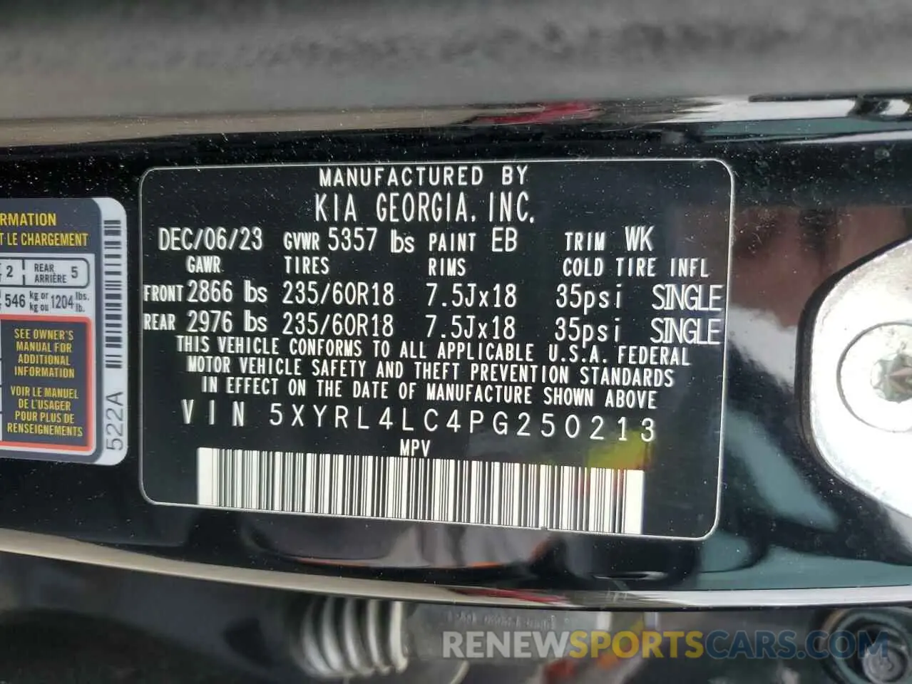 13 Фотография поврежденного автомобиля 5XYRL4LC4PG250213 KIA SORENTO 2023