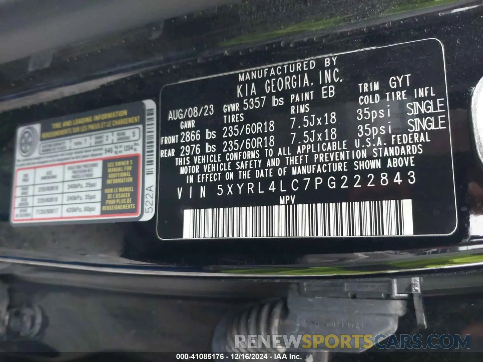 9 Фотография поврежденного автомобиля 5XYRL4LC7PG222843 KIA SORENTO 2023