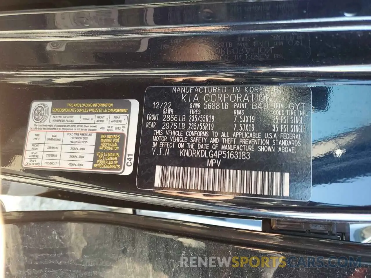 15 Photograph of a damaged car KNDRKDLG4P5163183 KIA SORENTO 2023