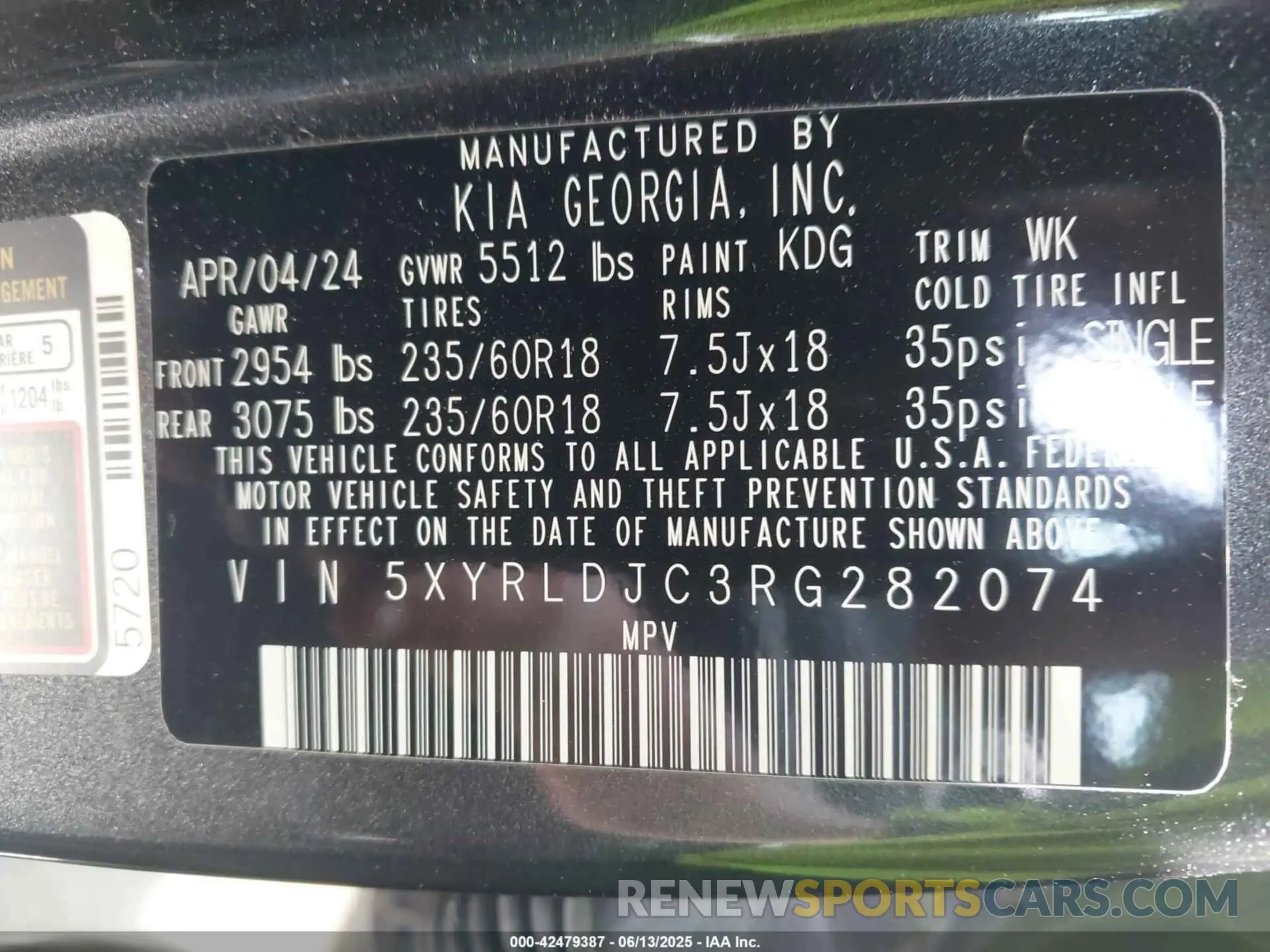 9 Photograph of a damaged car 5XYRLDJC3RG282074 KIA SORENTO 2024