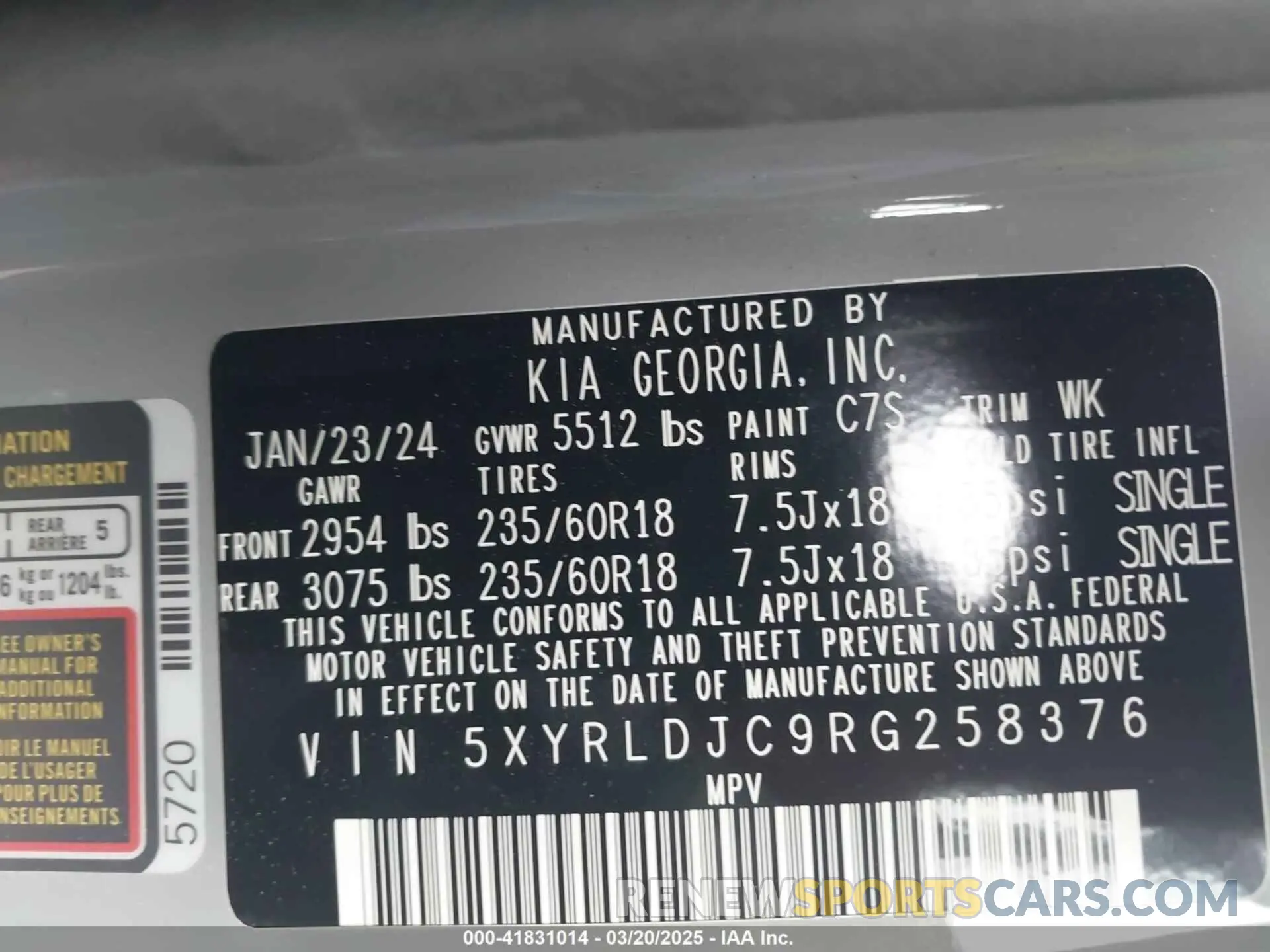 9 Фотография поврежденного автомобиля 5XYRLDJC9RG258376 KIA SORENTO 2024