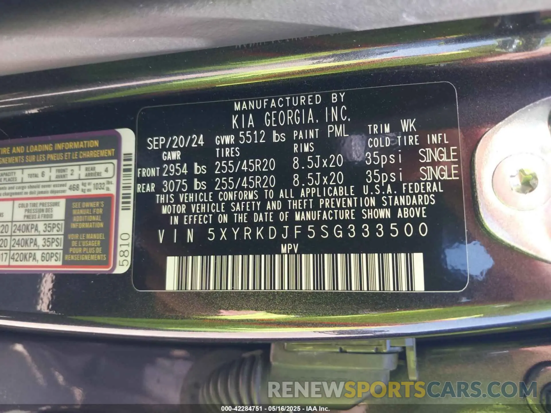 9 Фотография поврежденного автомобиля 5XYRKDJF5SG333500 KIA SORENTO 2025
