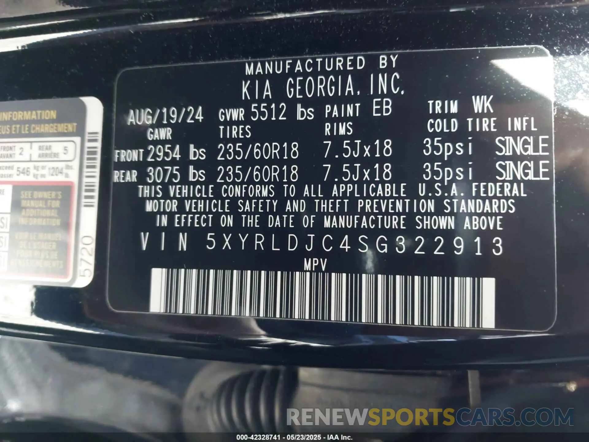 9 Фотография поврежденного автомобиля 5XYRLDJC4SG322913 KIA SORENTO 2025