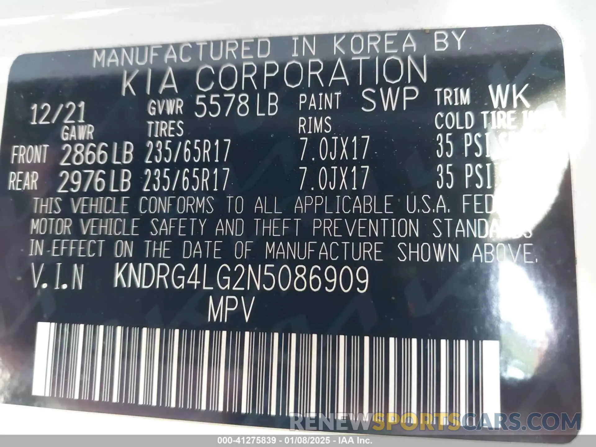 9 Фотография поврежденного автомобиля KNDRG4LG2N5086909 KIA SORENTO HYBRID 2022
