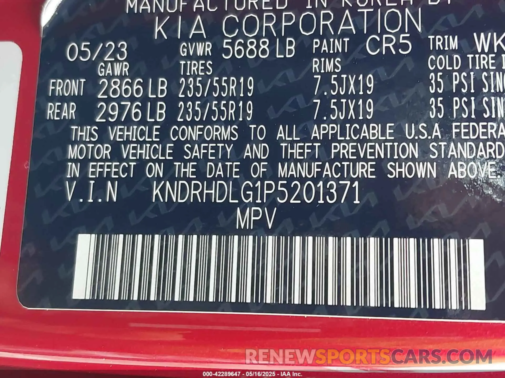 9 Photograph of a damaged car KNDRHDLG1P5201371 KIA SORENTO HYBRID 2023