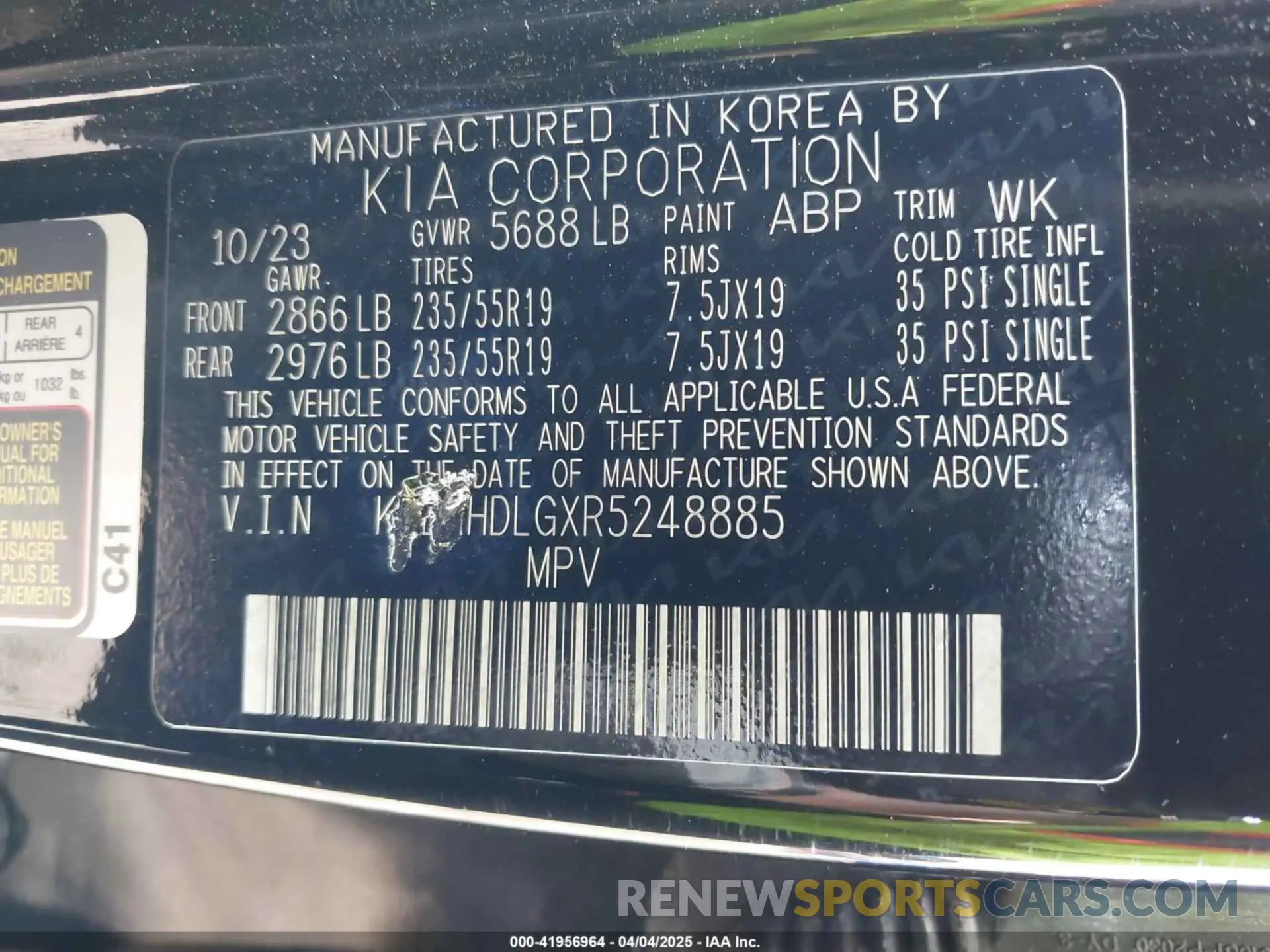 9 Фотография поврежденного автомобиля KNDRHDLGXR5248885 KIA SORENTO HYBRID 2024
