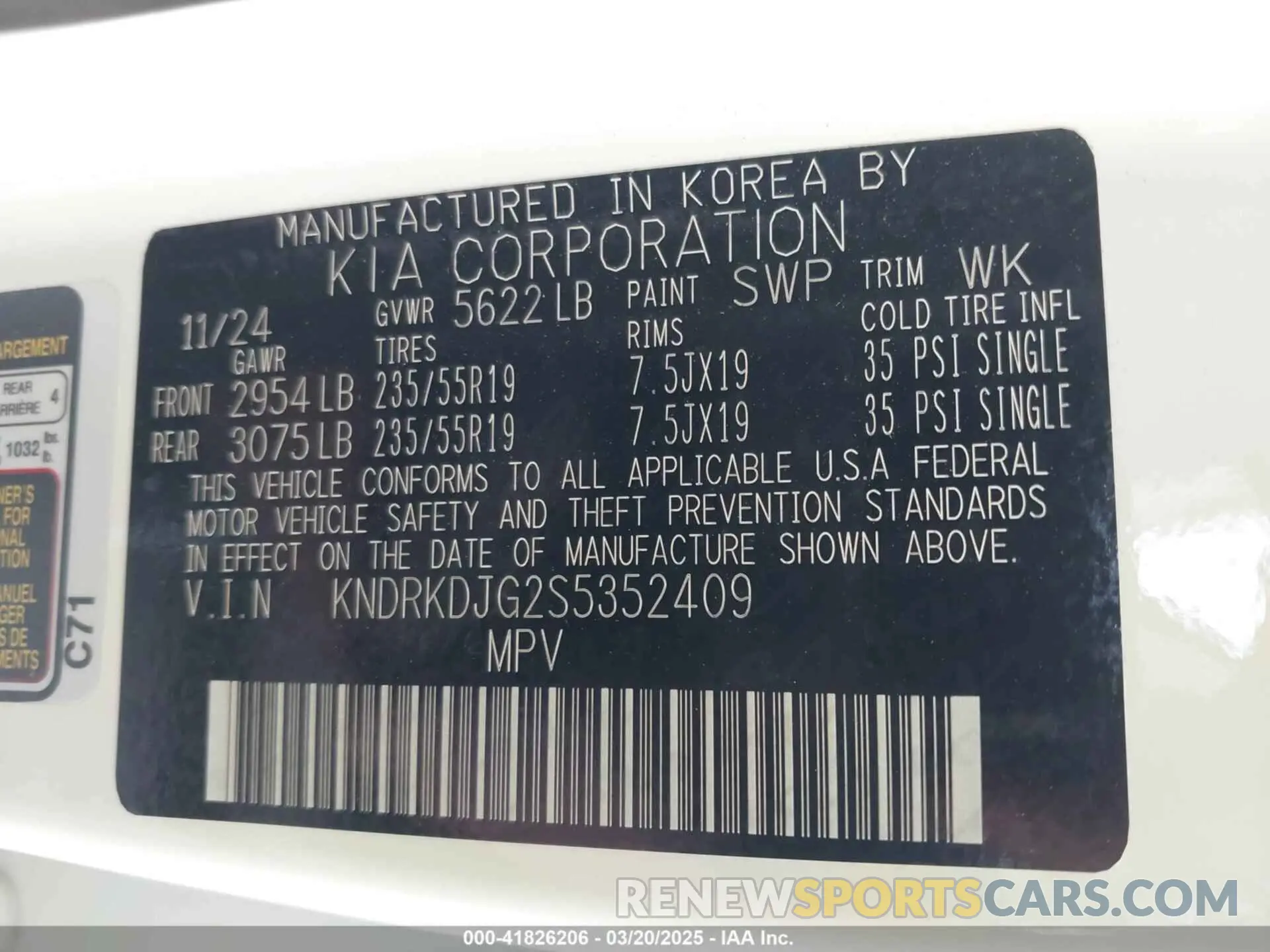 9 Фотография поврежденного автомобиля KNDRKDJG2S5352409 KIA SORENTO HYBRID 2025