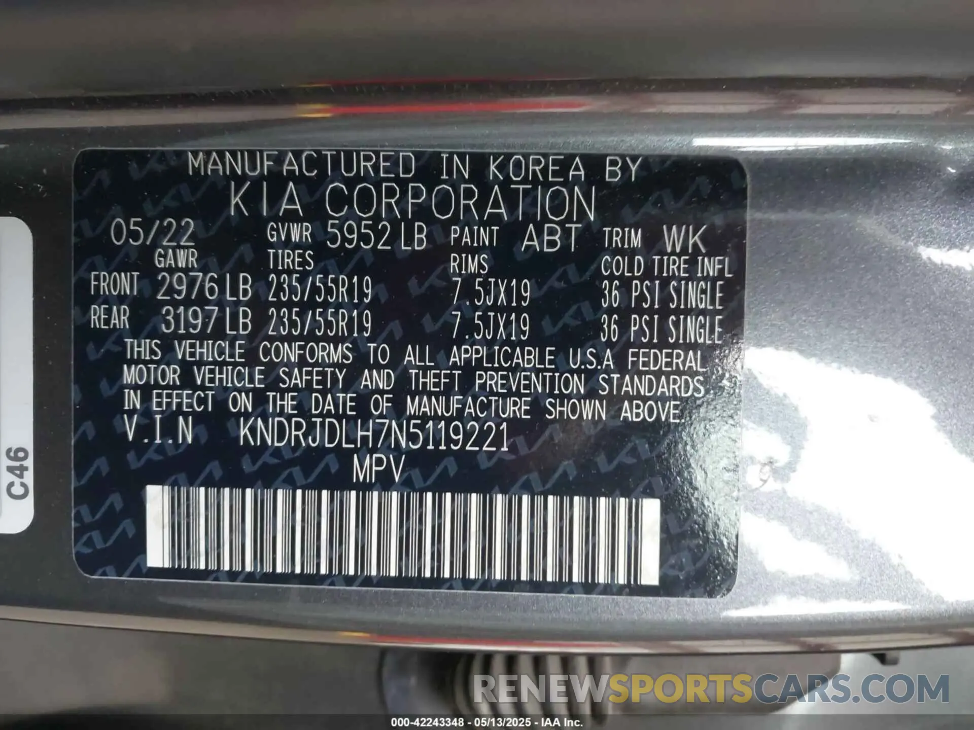 9 Photograph of a damaged car KNDRJDLH7N5119221 KIA SORENTO PLUG-IN HYBRID 2022