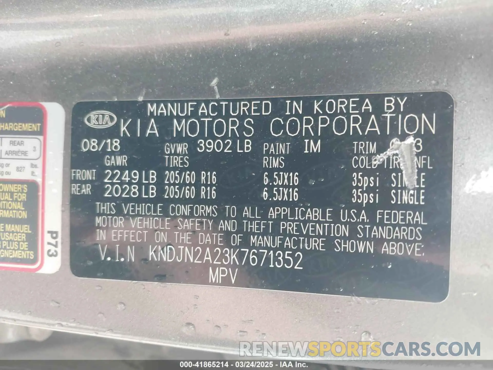 9 Photograph of a damaged car KNDJN2A23K7671352 KIA SOUL 2019
