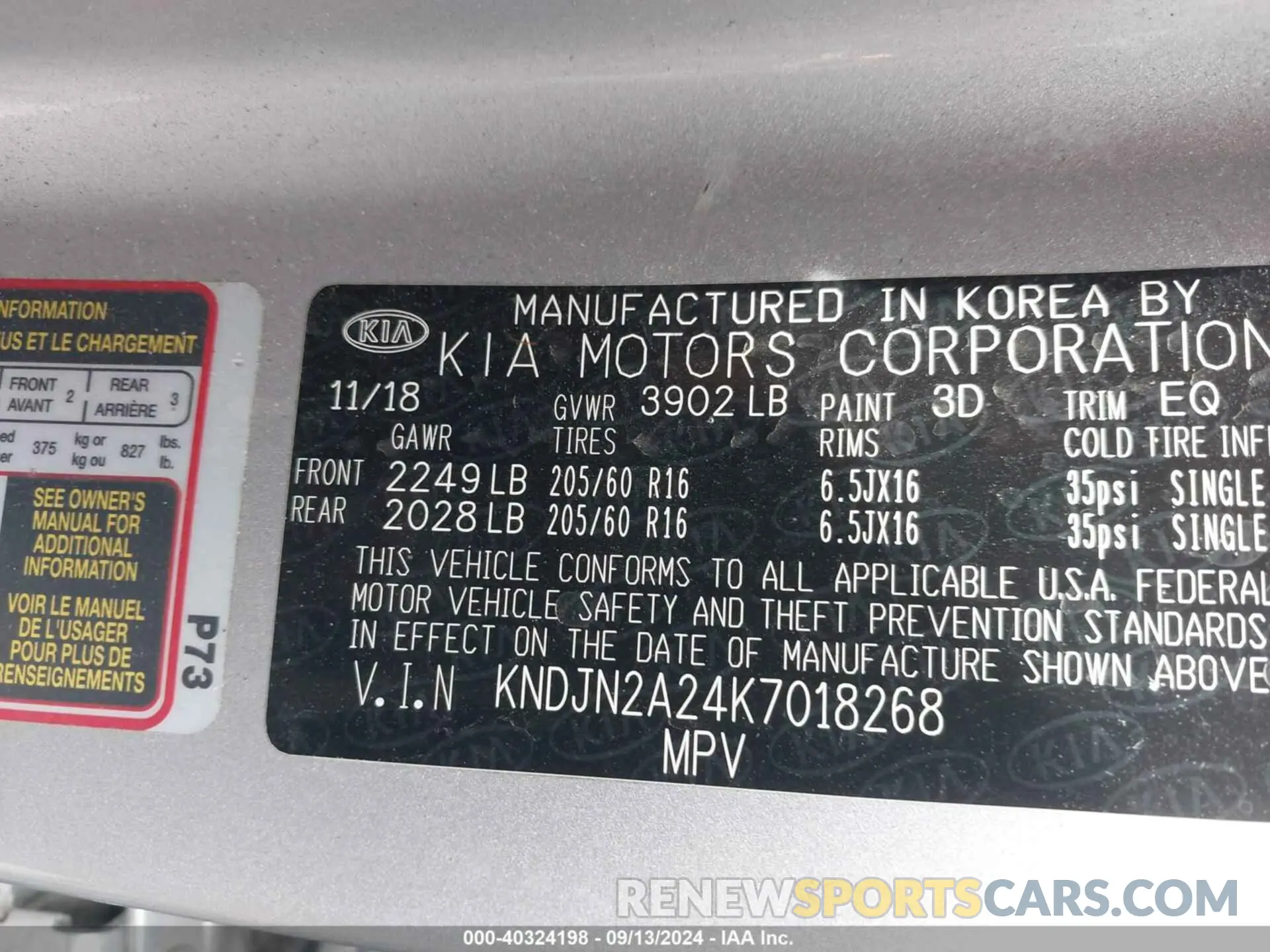 9 Photograph of a damaged car KNDJN2A24K7018268 KIA SOUL 2019